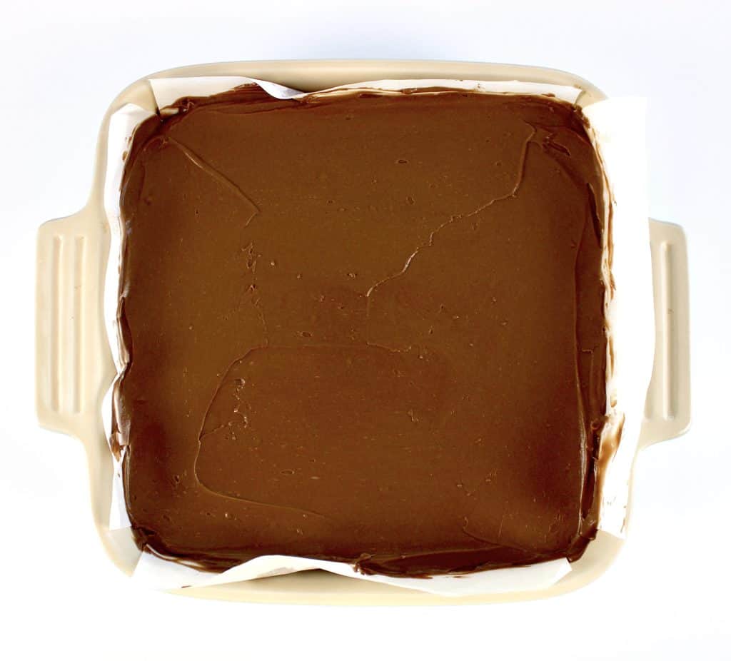 pudding layer in baking dish